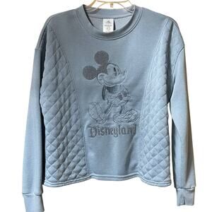 Disneyland Mickey Mouse Quilted Sweatshirt Blue Gray Women’s Small Crewneck